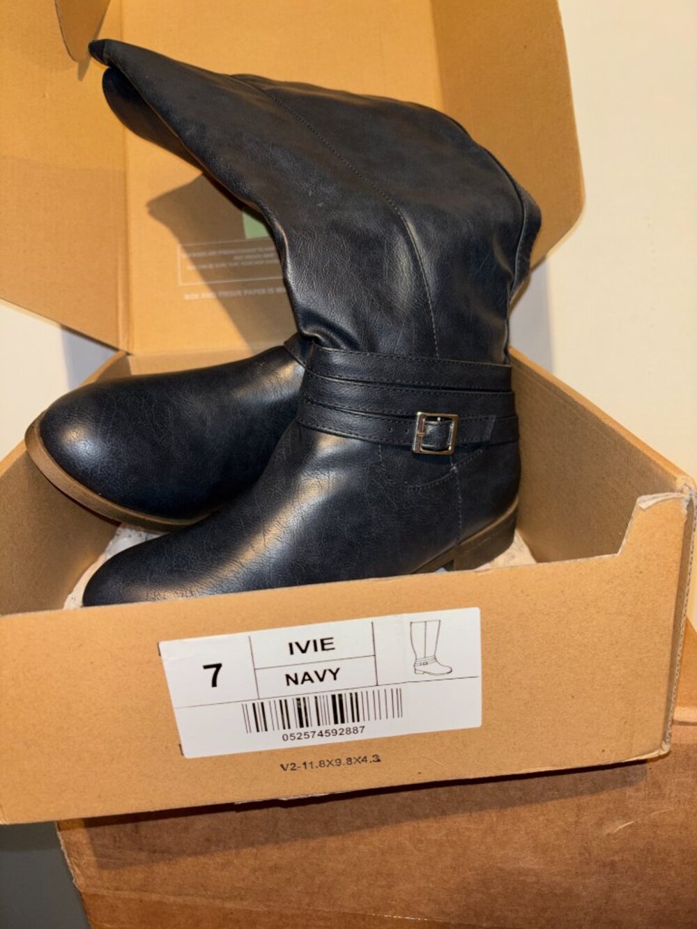 Journee Collection 'Ivie' Women's Knee-High Riding Boots – Navy, Size 7 (NIB) - Picture 11 of 12